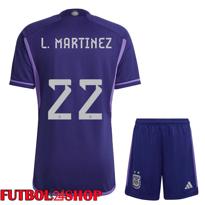 Camisetas De Futbol Argentina (L. MARTINEZ 22) Ninos Segunda Púrpura Copa Del Mundo 2022