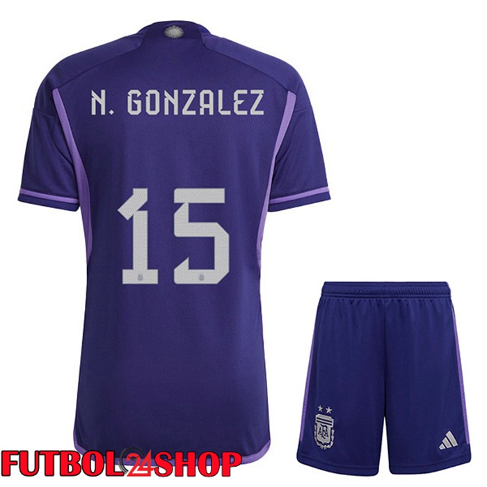 Camisetas De Futbol Argentina (A. CORREA 15) Ninos Segunda Púrpura Copa Del Mundo 2022