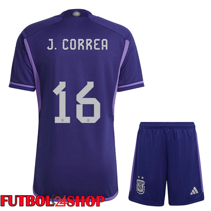 Camisetas De Futbol Argentina (ALMADA 16) Ninos Segunda Púrpura Copa Del Mundo 2022