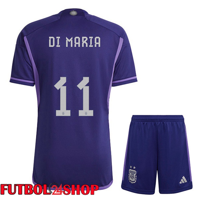 Camisetas De Futbol Argentina (DI MARIA 11) Ninos Segunda Púrpura Copa Del Mundo 2022