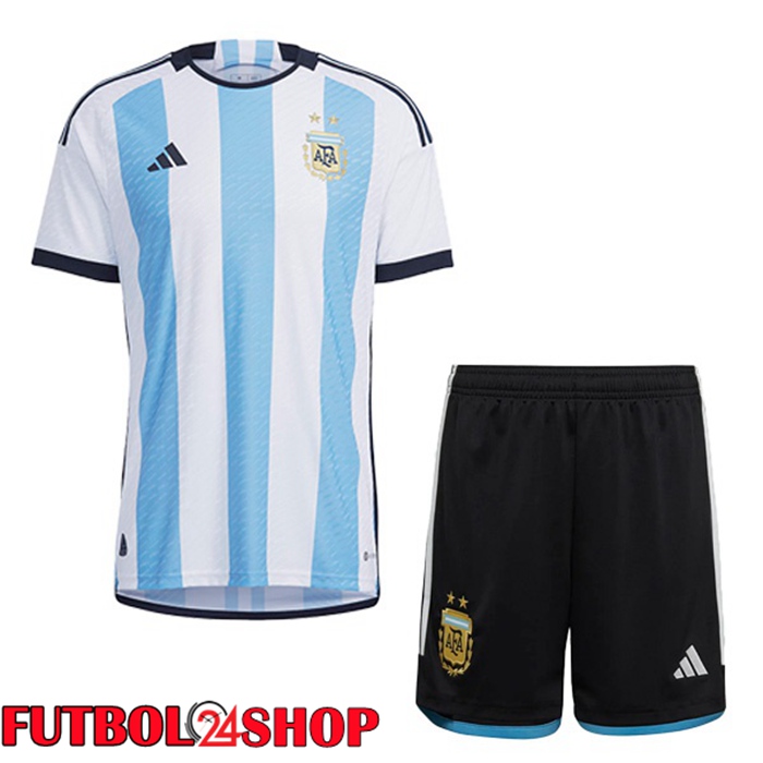 Primera Camiseta Argentina Ninos Azul Bianco Copa Del Mundo 2022