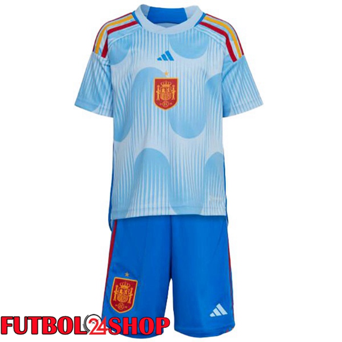Segunda Camiseta España Niño Azul Blanco Copa del mundo 2022