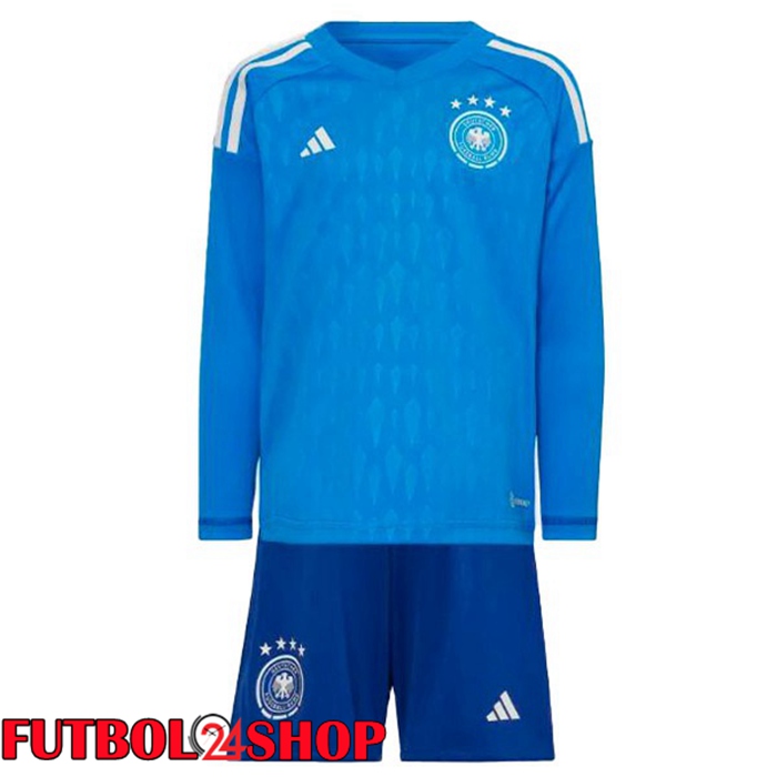 Camiseta Alemania Niño Portero Manga Larga Azul Copa del mundo 2022