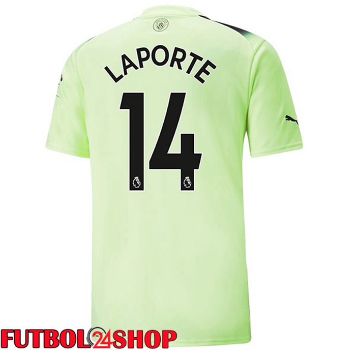 Tercera Camiseta Manchester City (Aymeric Laporte 14) Verde Negro 2022/2023