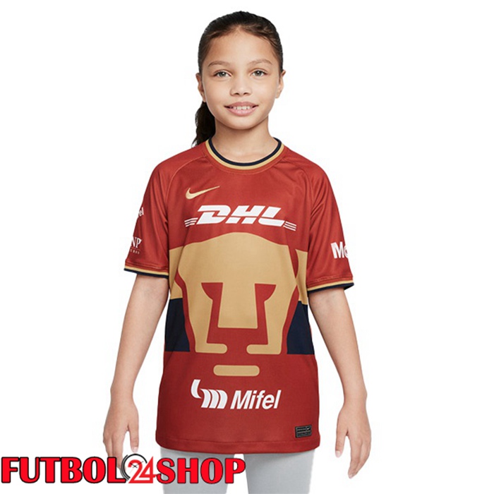 Tercera Camiseta Pumas UNAM Niños Rojo Fonce 22/23
