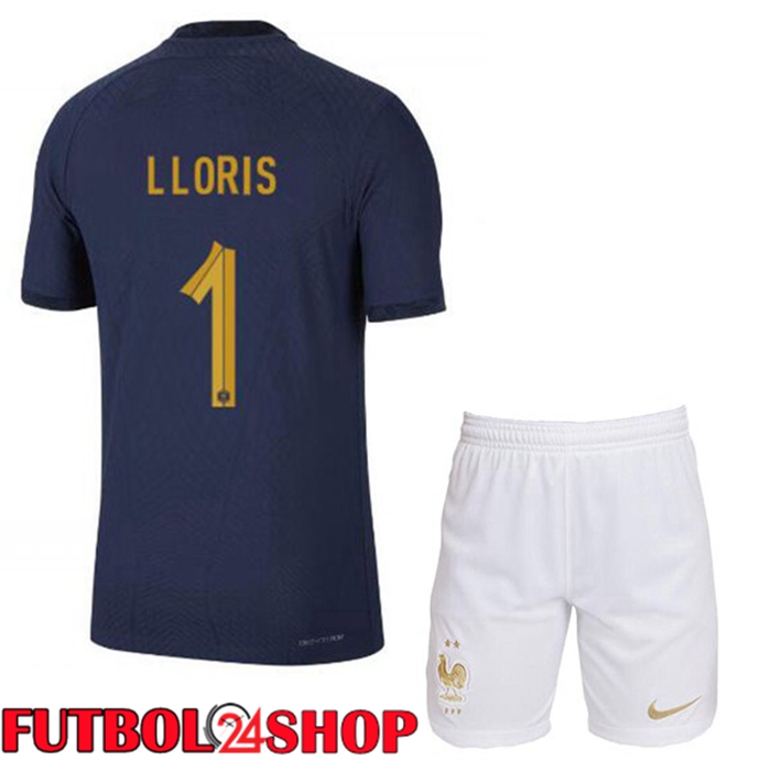 Primera Camiseta Francia (LLORIS 1) Ninos Azul Royal Copa del mundo 2022
