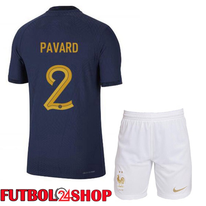 Primera Camiseta Francia (PAVARD 2) Ninos Azul Royal Copa del mundo 2022