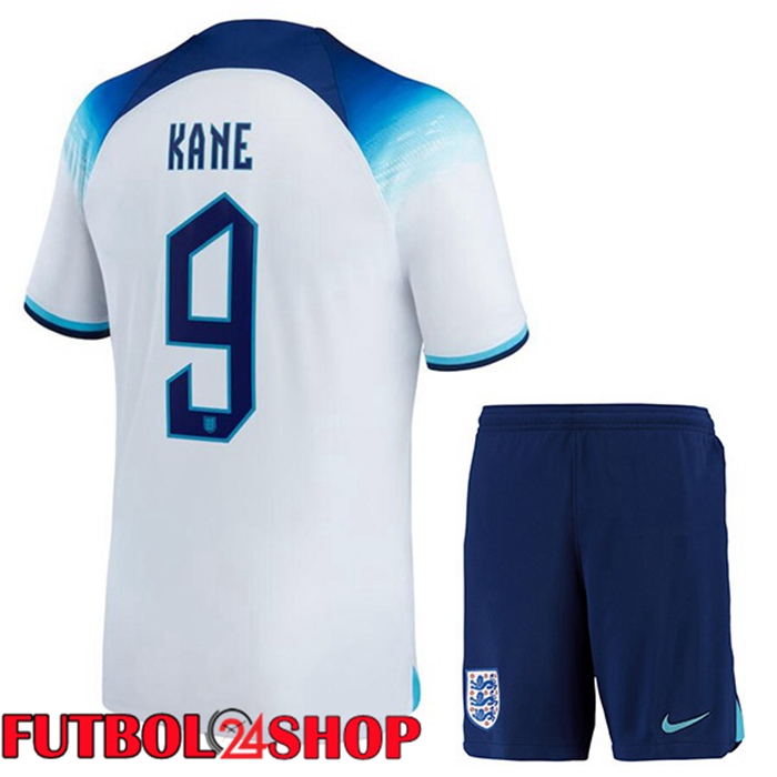 Primera Camiseta Inglaterra (KANE 9) Ninos Blanco Copa del mundo 2022