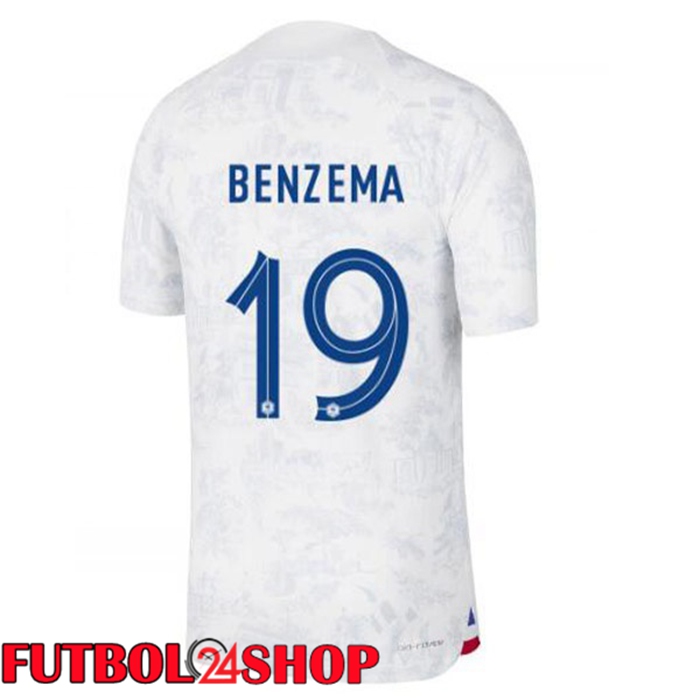 Segunda Camiseta Francia (BENZEMA 19) Blanco 22/23
