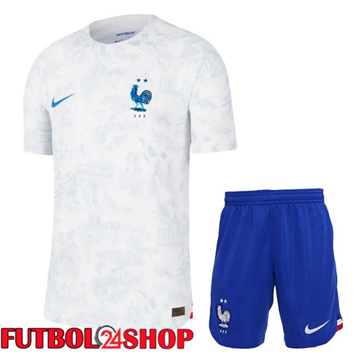 Segunda Camiseta Francia Ninos Blanco Copa del mundo 2022