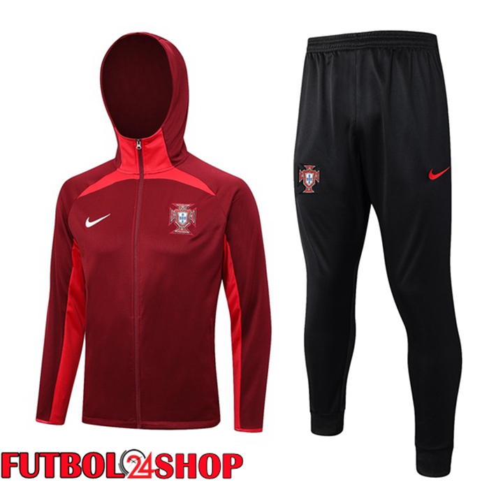 Chaqueta Con Capucha Chandal Portugal Rojo 2023/2024